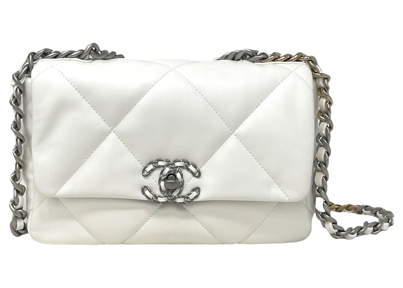 Chanel 22S Lambskin Chanel 19 Flap Bag Crossbody Bag Small White