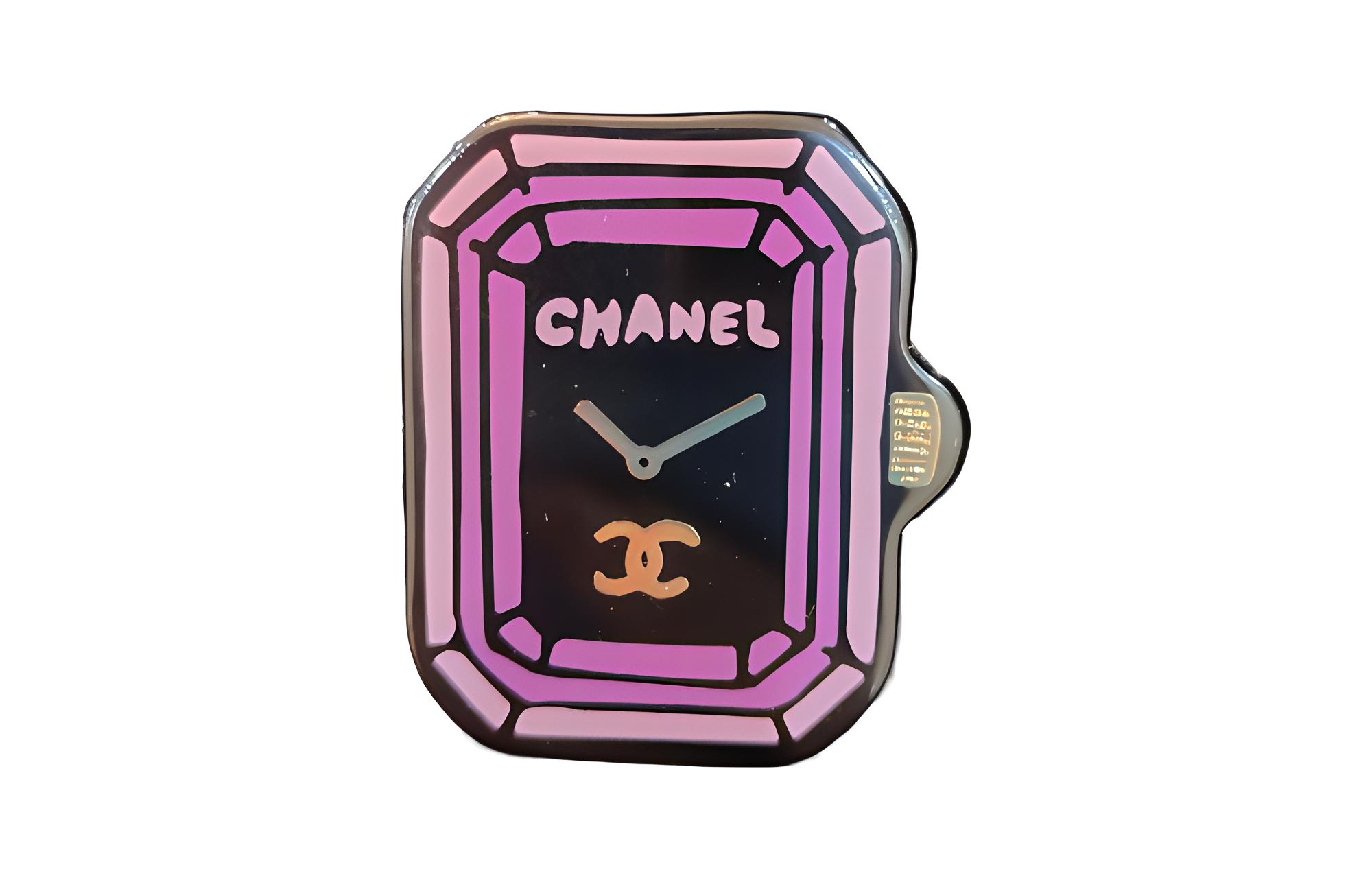CHANEL 23A Purple Candy Watch Cartoon Graffiti Unisex Couple Brooch. ABB395-B13569-NQ130