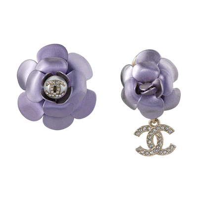 CHANEL 23C Purple Camellia Brooch Unisex Set - Spring Summer Collection. ABA039-B09961-NL923