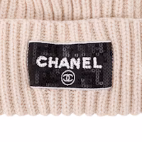 Details for CHANEL 23K 亮片字母羊毛針織毛帽 米色 男女通用款 AA0553-B13724-NS257