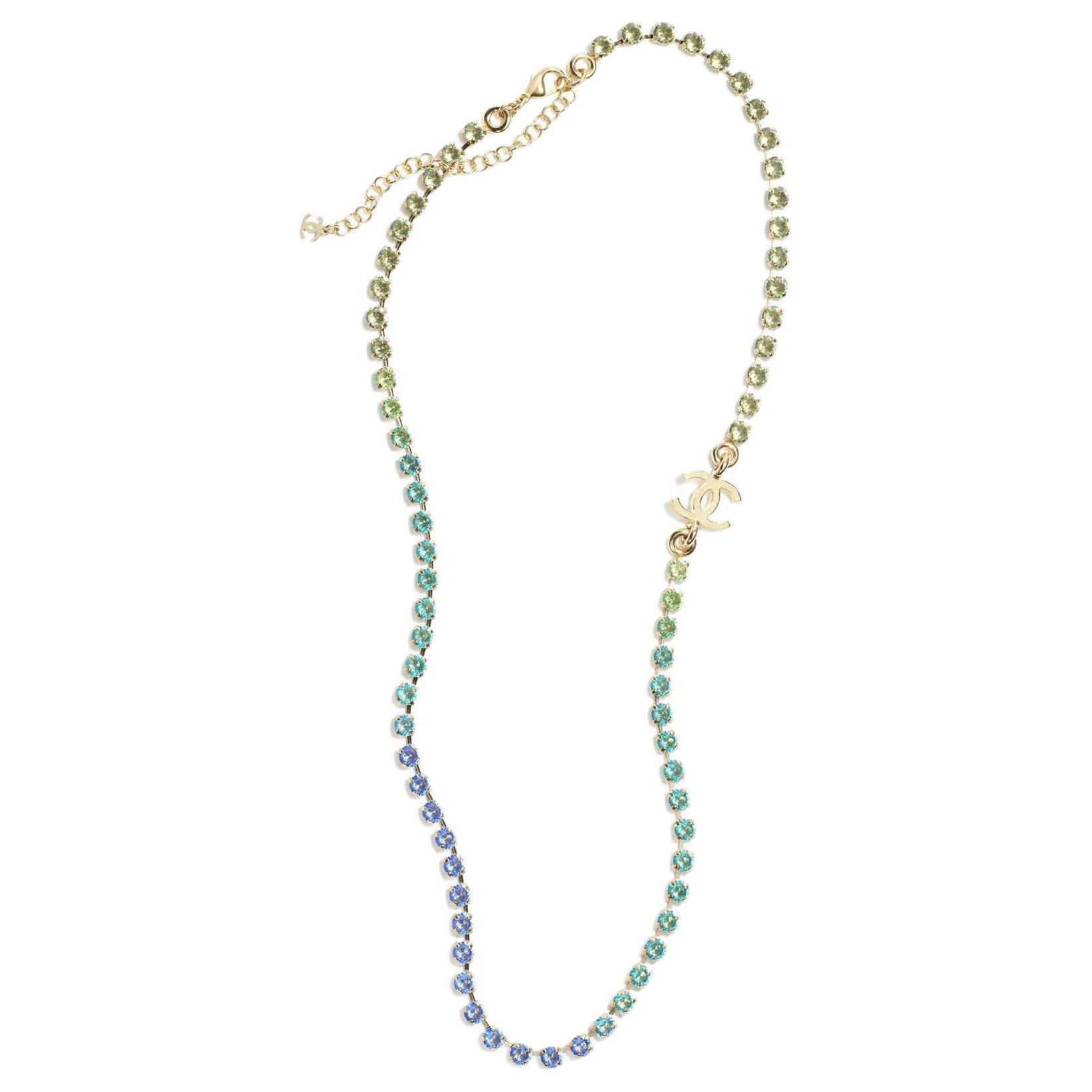 CHANEL 24C Flower Design Brass Metal Necklace Unisex Rainbow Color ABC471 B15460 NU626