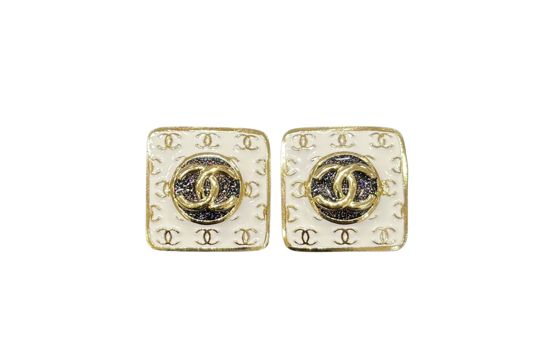 Chanel 24C White Enamel Square CC Logo Earrings. ABC692-B15371-NU452 圖 3