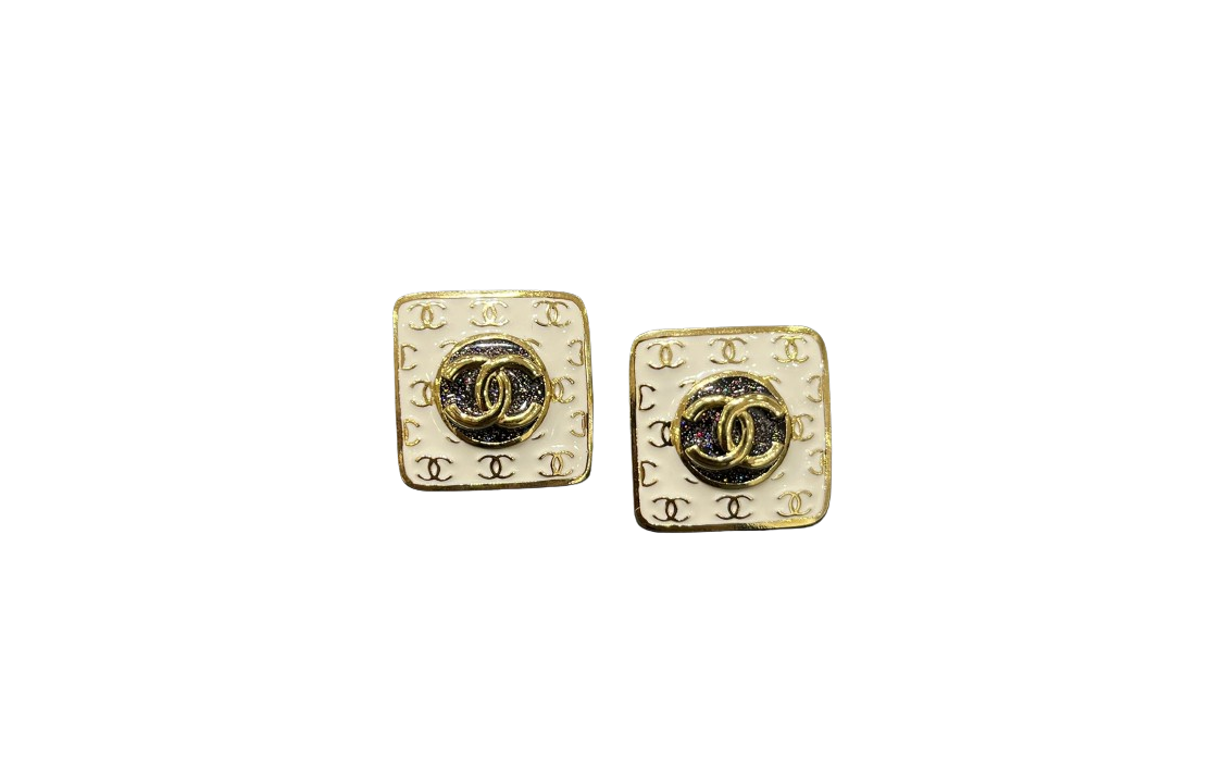 Chanel 24C White Enamel Square CC Logo Earrings. ABC692-B15371-NU452 圖 4