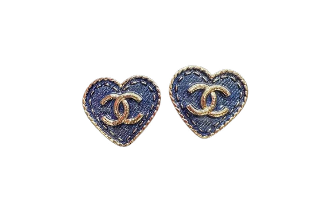 Order Chanel 24P Anting Jepit Besar Biru Denim Heart Enamel ABC734-B15375-NU456