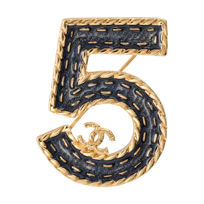 CHANEL 24P Denim Classic No.5 Double C Brooch Unisex Couple Style. ABC730-B15375-NU456