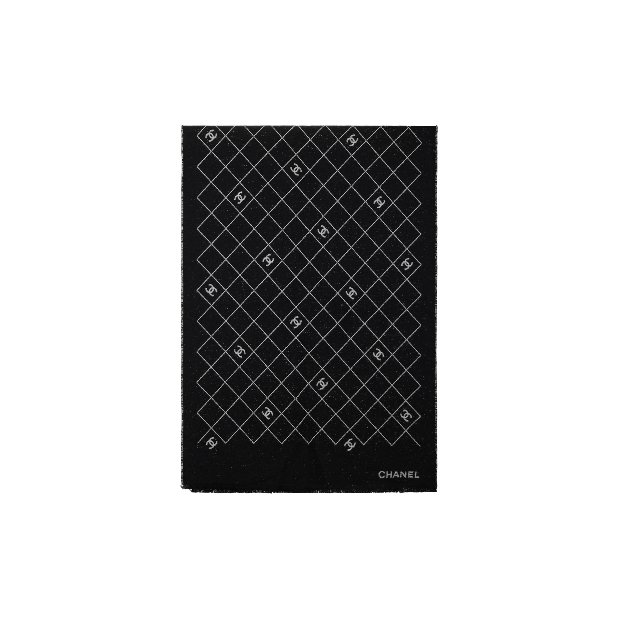 CHANEL 25A Two-Tone Knit Scarf - Unisex Black Couple Edition AAB206B21169U2131