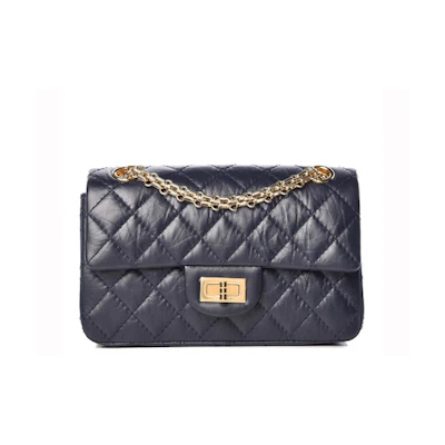 Chanel 2.55 Reissue Flap Quilted Crinkled Calfskin Gold-tone Mini Navy Blue