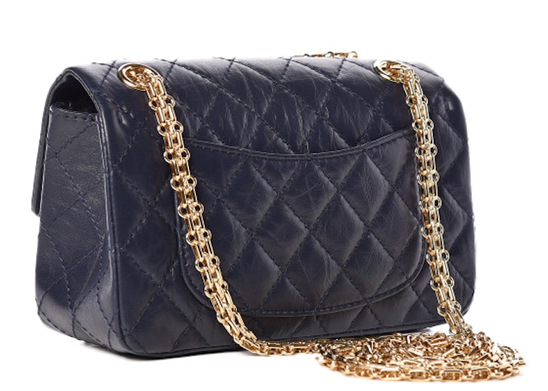 Chanel 2.55 Reissue Flap Quilted Crinkled Calfskin Gold-tone Mini Navy Blue 圖 2