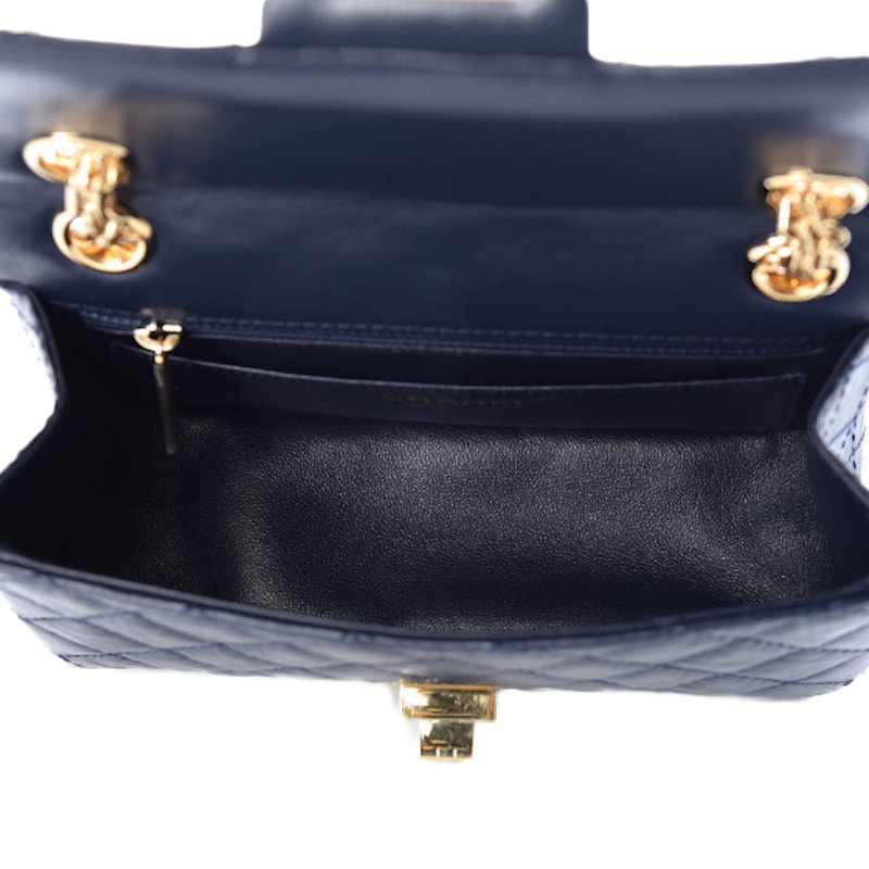 Chanel 2.55 Reissue Flap Quilted Crinkled Calfskin Gold-tone Mini Navy Blue 圖 3