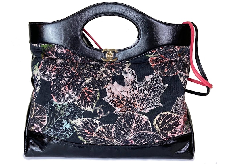 Chanel 31 Leaves Shopping Bag Large Black/Pink/Green