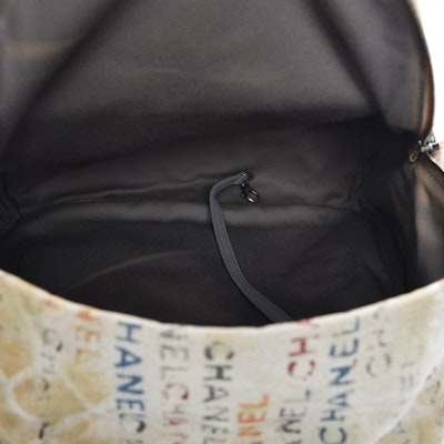 Chanel Art School Backpack Graffiti Printed Medium Beige Lookbook Chanel Art School Backpack Graffiti Printed Medium Beige