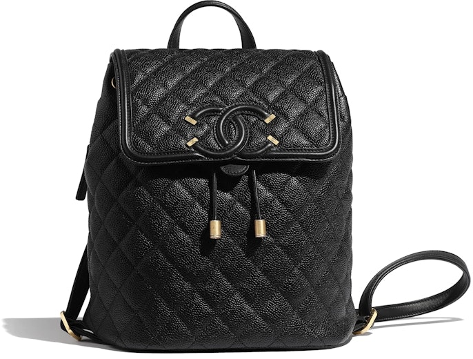 chanel-backpack-filigree-quilted-caviar-gold-tone-black