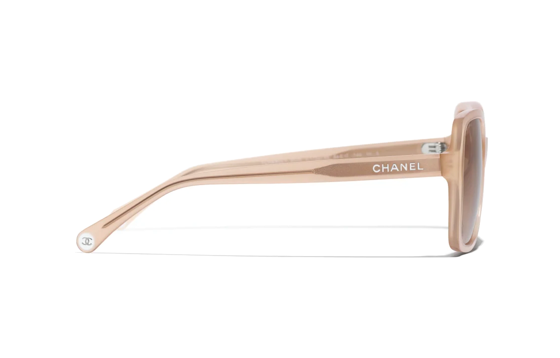 CHANEL Beige Irregular Frame Sunglasses with Logo Unisex Couple Style. CH5505-17324B 圖 4