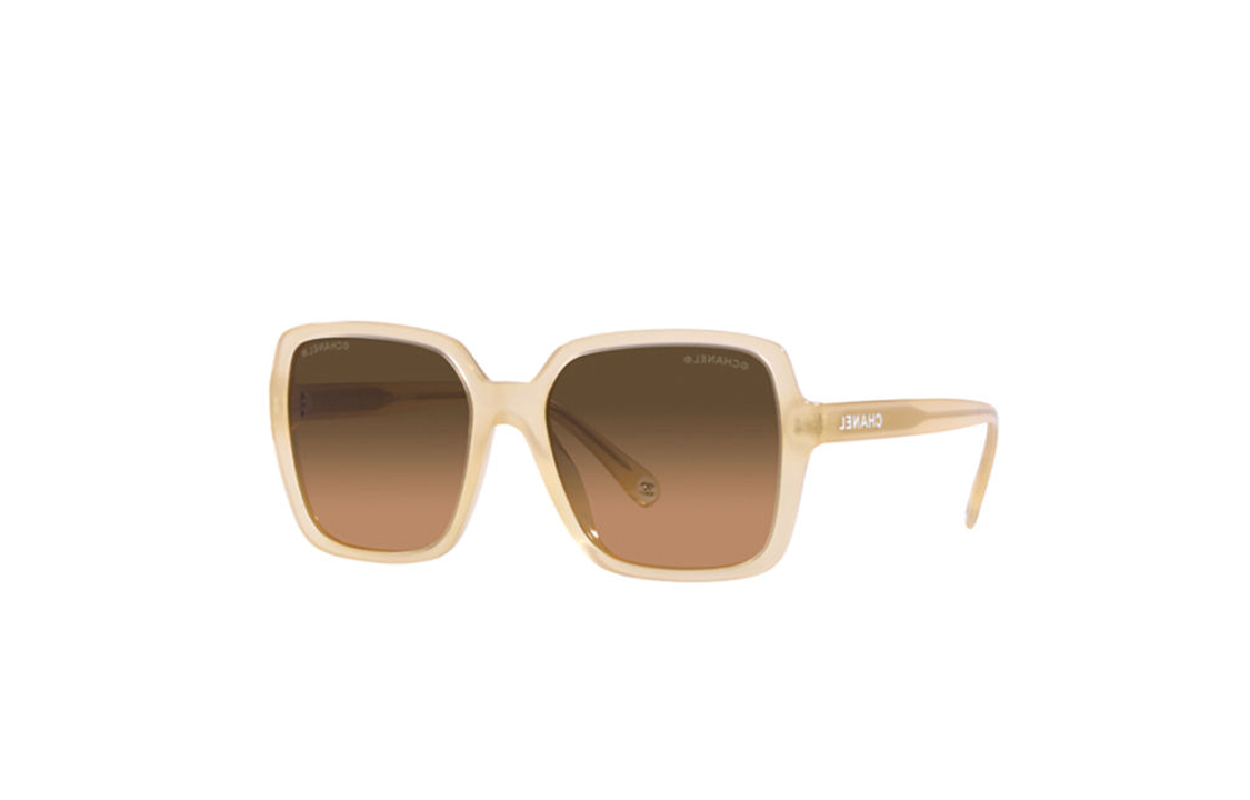 CHANEL Beige Irregular Sunglasses with Logo - Unisex Stylish Couple Design. CH5505
