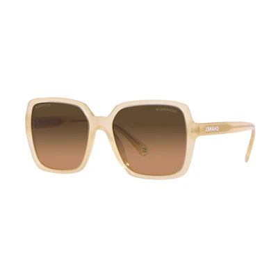 CHANEL Beige Irregular Sunglasses with Logo - Unisex Stylish Couple Design. CH5505