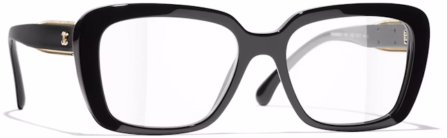 CHANEL Black Acetate Butterfly Optical Glasses Unisex with Gold Chain Trim CH3461A C622 CHANEL Black Acetate Butterfly Optical Glasses Unisex with Gold Chain Trim CH3461A C622