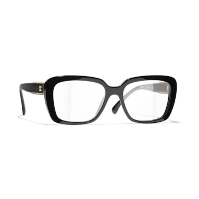 CHANEL Black Acetate Butterfly Optical Glasses Unisex with Gold Chain Trim CH3461A C622