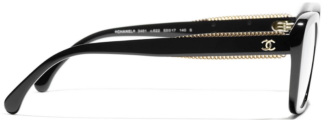 香奈儿黑色蝴蝶框光学眼镜男女款金链装饰 CH3461A C622 Shop 香奈儿黑色蝴蝶框光学眼镜男女款金链装饰 CH3461A C622