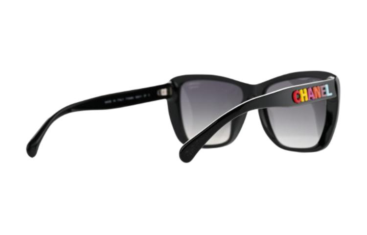 CHANEL Black Acetate Butterfly Sunglasses Unisex with Colorful Logo Design 71548A 圖 4