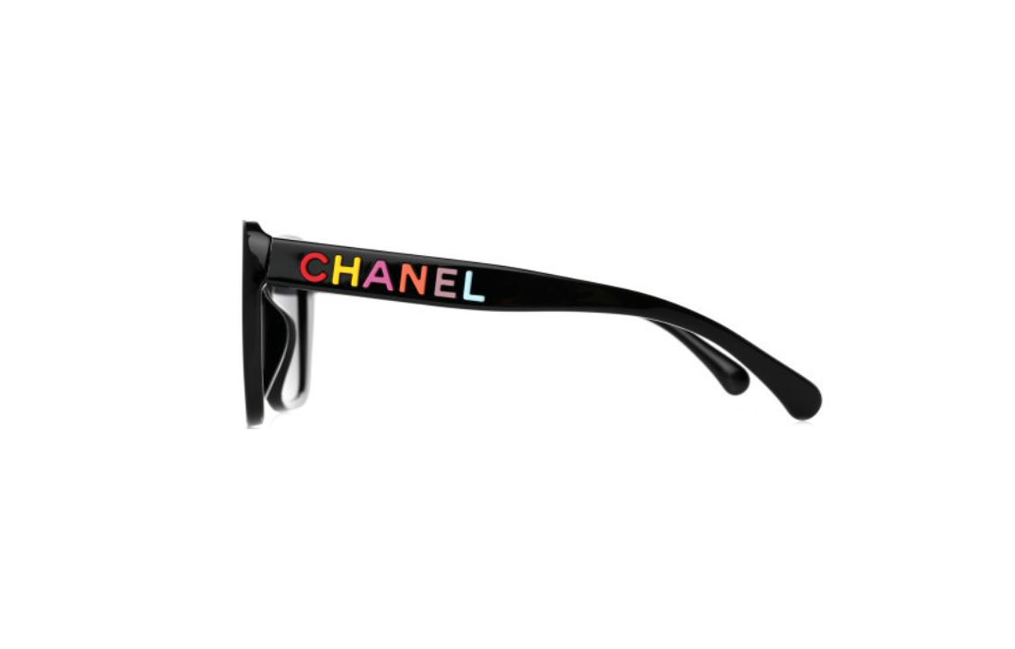CHANEL Black Acetate Butterfly Sunglasses Unisex with Colorful Logo Design 71548A 圖 6