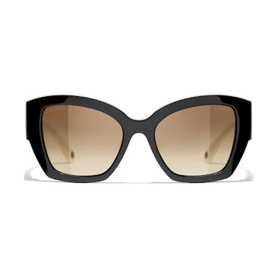 CHANEL Black Butterfly Sunglasses with Logo Nylon Fiber Unisex Style. CH6058-C1656