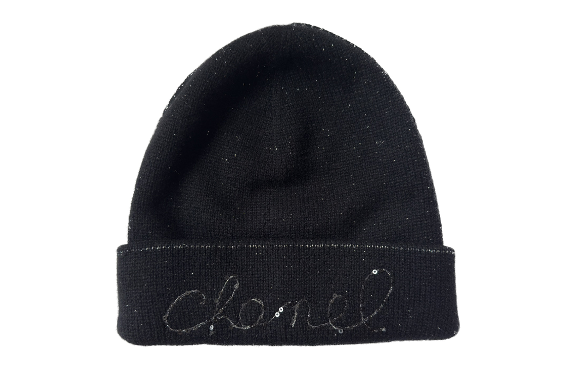 Order CHANEL Topi Beanie Rajut Hitam Desain Huruf - Topi Musim Dingin Unisex TE3LAT8H