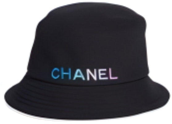 CHANEL Black Logo Cotton Bucket Hat Unisex Blue Purple Accent AA9703-B15084-NT588 Order CHANEL Black Logo Cotton Bucket Hat Unisex Blue Purple Accent AA9703-B15084-NT588