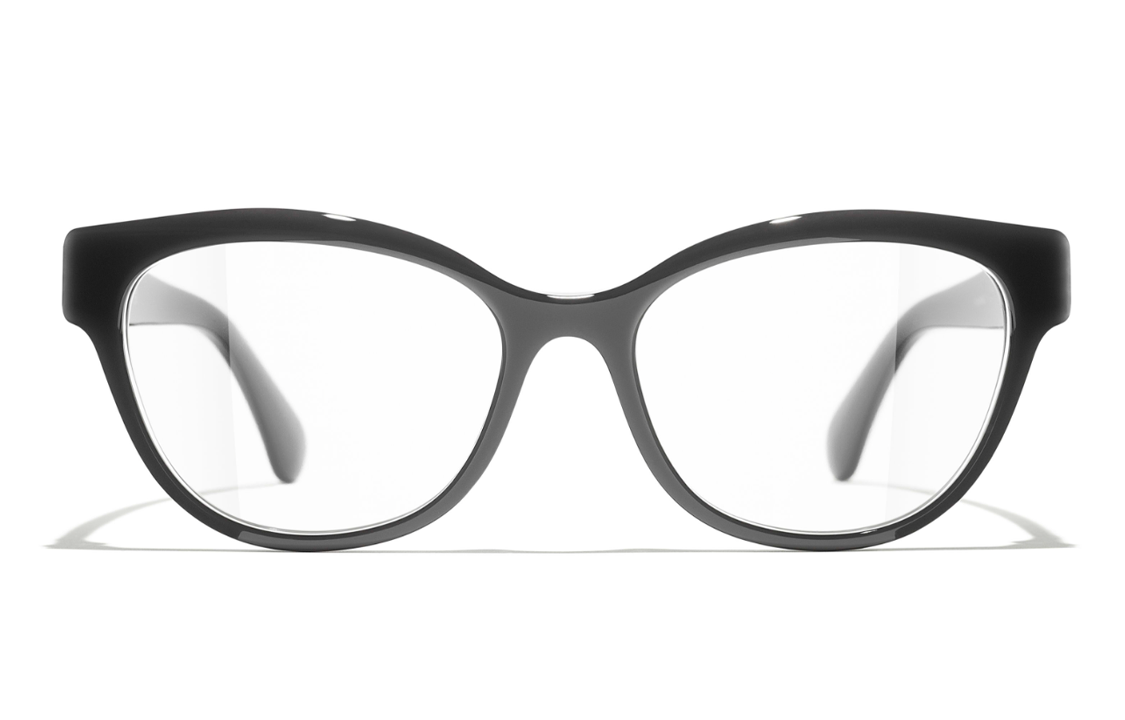 CHANEL Black Optical Glasses Unisex Irregular Frame with Logo Detail CH3440HA-1716