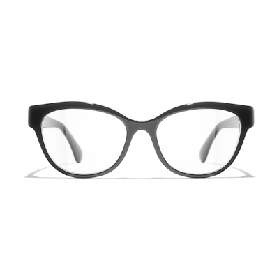 CHANEL Black Optical Glasses Unisex Irregular Frame with Logo Detail CH3440HA-1716