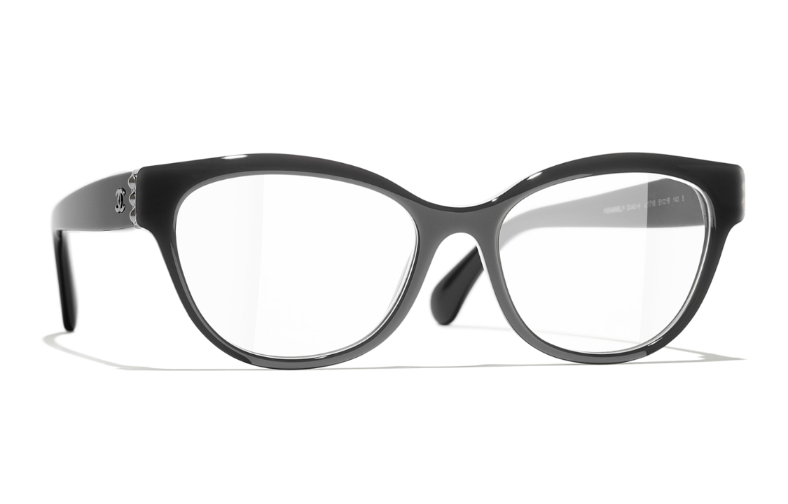 CHANEL Black Optical Glasses Unisex Irregular Frame with Logo Detail CH3440HA-1716 圖 3