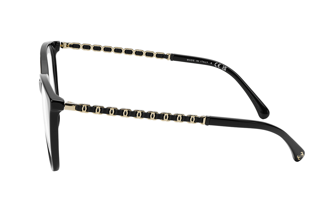 Shop 香奈儿黑色长方形光学眼镜 男女通用 金属框配羊皮链 CH3408Q-C622（）