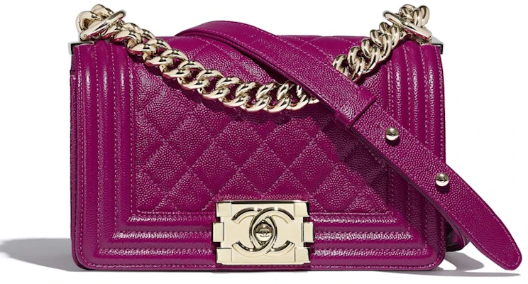 Chanel Boy Bag Kulit Anak Lembu Berbiji Emas Kecil Fuchsia Buy Chanel Boy Bag Kulit Anak Lembu Berbiji Emas Kecil Fuchsia