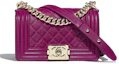 Buy Chanel Boy Bag Kulit Anak Lembu Berbiji Emas Kecil Fuchsia