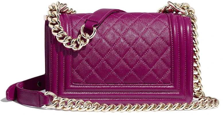 Chanel Boy Bag Kulit Anak Lembu Berbiji Emas Kecil Fuchsia Order Chanel Boy Bag Kulit Anak Lembu Berbiji Emas Kecil Fuchsia
