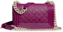 Order Chanel Boy Bag Kulit Anak Lembu Berbiji Emas Kecil Fuchsia