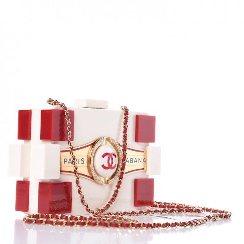 Chanel Boy Brick Havana By Night Clutch Plexiglass Gold-tone White/Red 圖 2