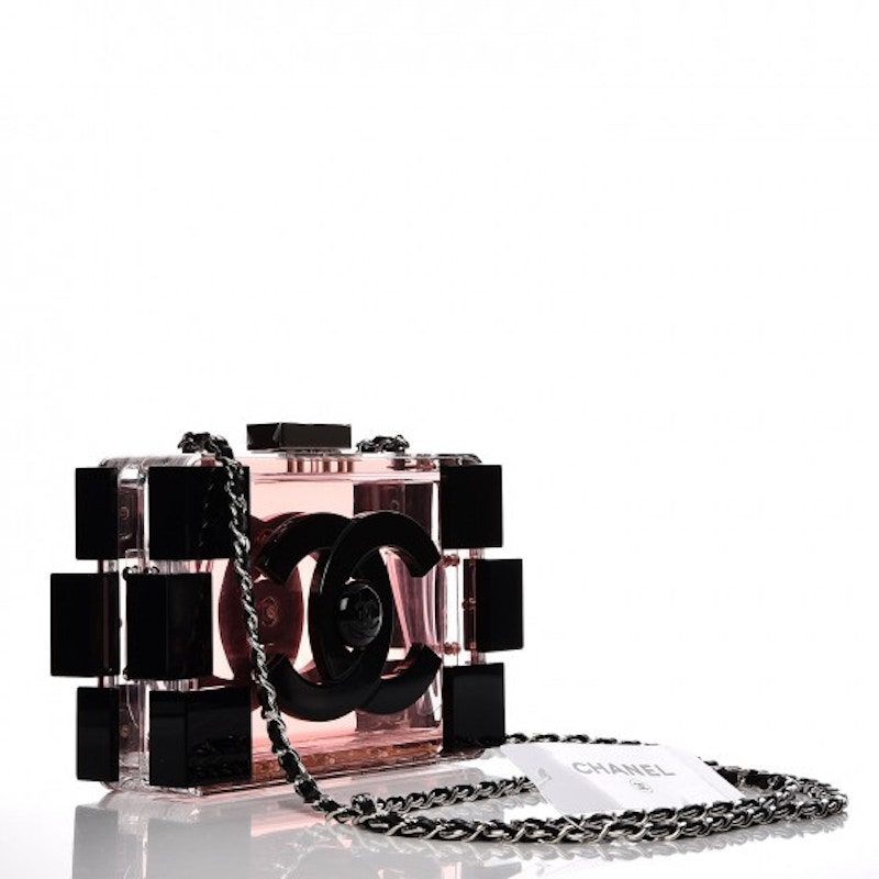 Order 香奈儿Lego积木Plexiglass粉黑色男孩手拿包