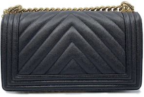 Order Chanel Boy Chevron Quilted Caviar Gold-tone Medium Black