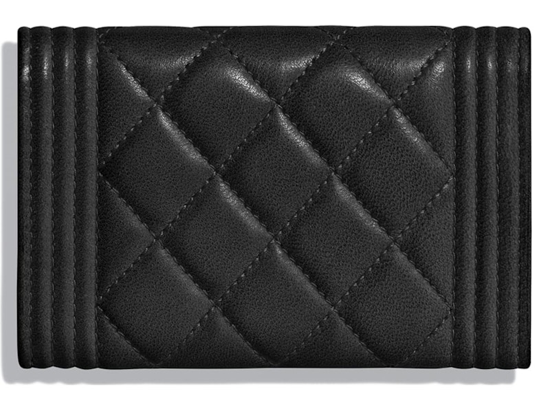 Order 香奈儿小羊皮金黑色菱格纹BOY卡包