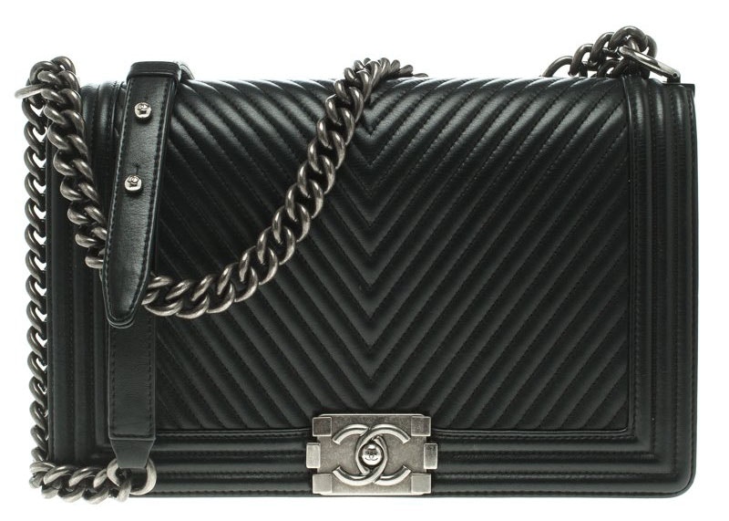 Chanel Boy Flap Chevron New Medium Black