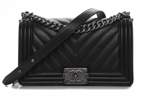Chanel Boy Flap Chevron Quilted Medium Black Chanel Boy Flap Chevron Quilted Medium Black