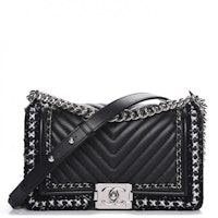 Chanel Boy Flap Chevron Quilted Medium Silver-tone Black Chanel Boy Flap Chevron Quilted Medium Silver-tone Black