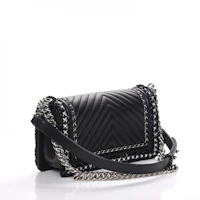Order Chanel Boy Flap Chevron Quilted Medium Silver-tone Black