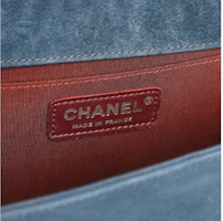 Lookbook Chanel Boy Flap Chevron Quilted Nubuck Medium Blue