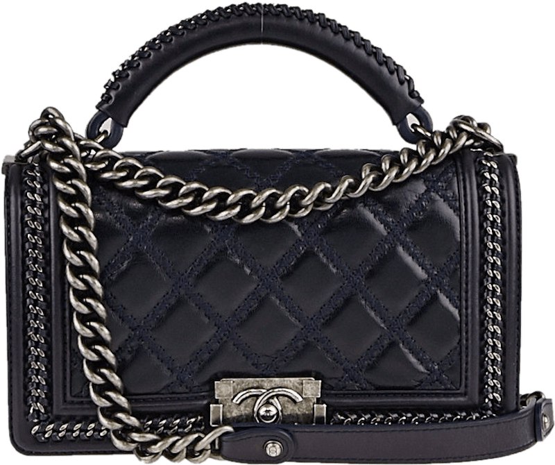 Chanel Boy Flap Paris-Salzburg Quilted Medium Navy Blue