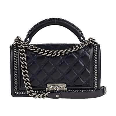 Chanel Boy Flap Paris-Salzburg Quilted Medium Navy Blue