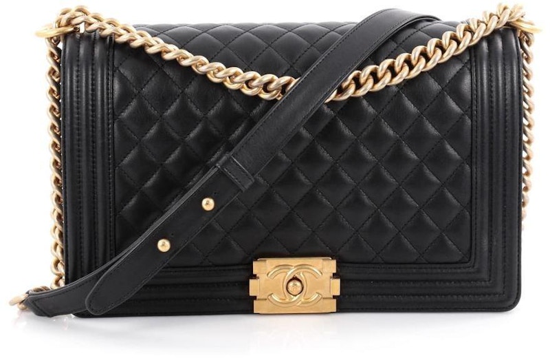 Chanel Boy Flap Quilted Calfskin Gold-tone New Medium Black