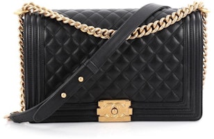 Chanel Boy Flap Quilted Calfskin Gold-tone New Medium Black Chanel Boy Flap Quilted Calfskin Gold-tone New Medium Black