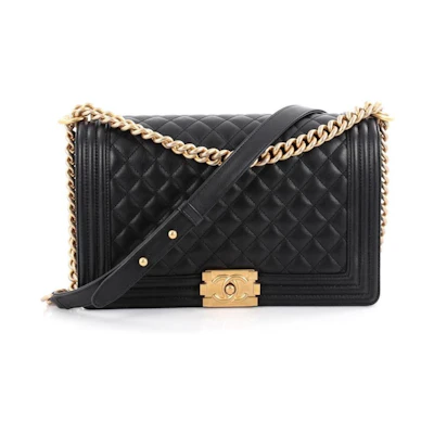 Chanel Boy Flap Quilted Calfskin Gold-tone New Medium Black