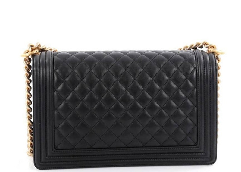 Order 香奈儿男孩小牛皮金色五金中号黑色皮革包包